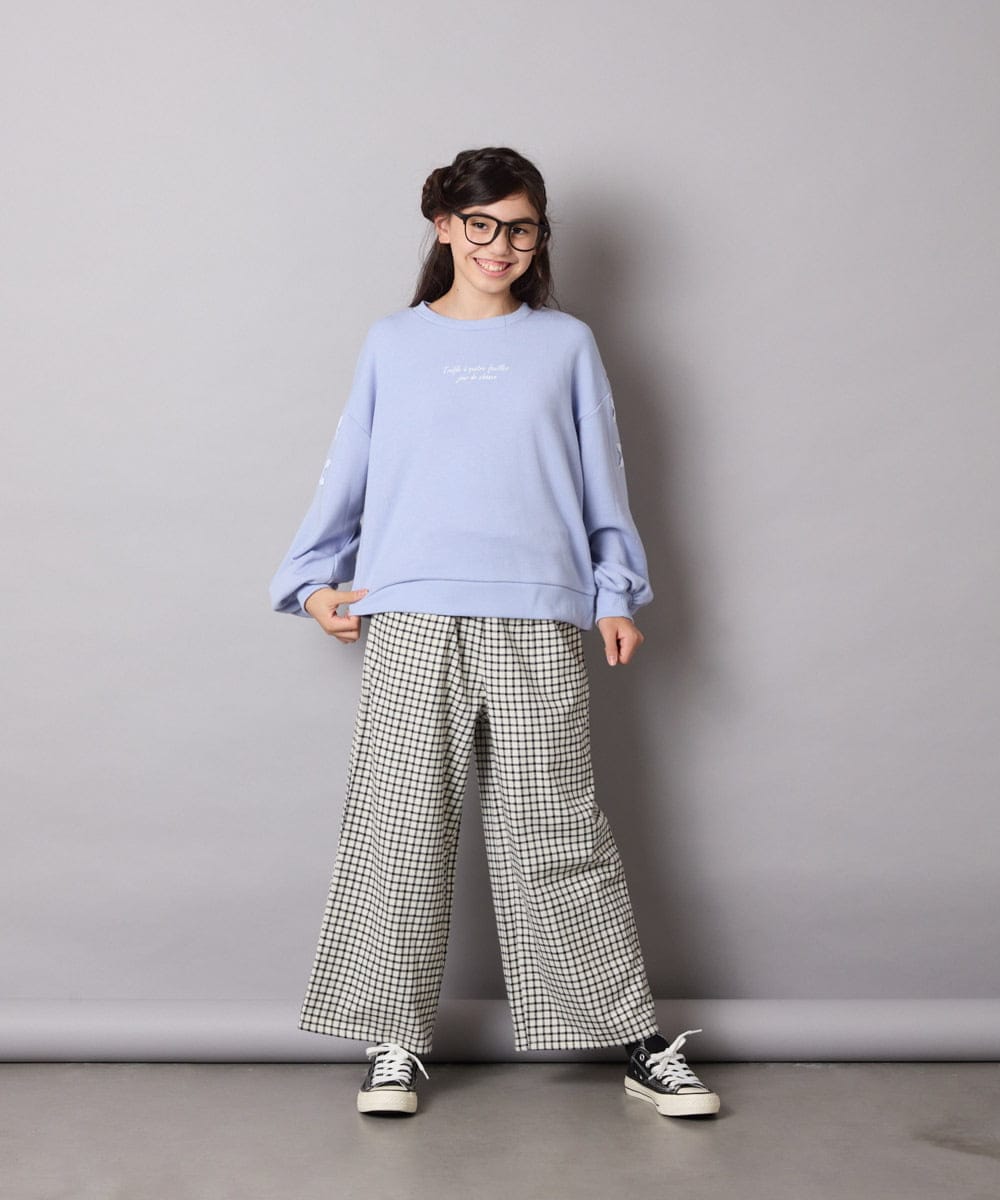 KJLAD41039 a.v.v KIDS(アー・ヴェ・ヴェ) [100-160]サス付きチェックワイドパンツ ネイビー