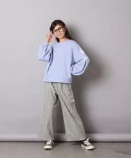 KJLAD41039 a.v.v KIDS(アー・ヴェ・ヴェ) [100-160]サス付きチェックワイドパンツ ネイビー