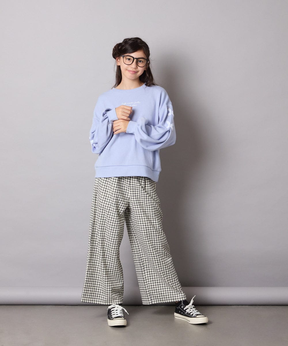 KJLAD41039 a.v.v KIDS(アー・ヴェ・ヴェ) [100-160]サス付きチェックワイドパンツ ネイビー