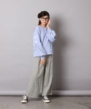 KJLAD41039 a.v.v KIDS(アー・ヴェ・ヴェ) [100-160]サス付きチェックワイドパンツ ネイビー