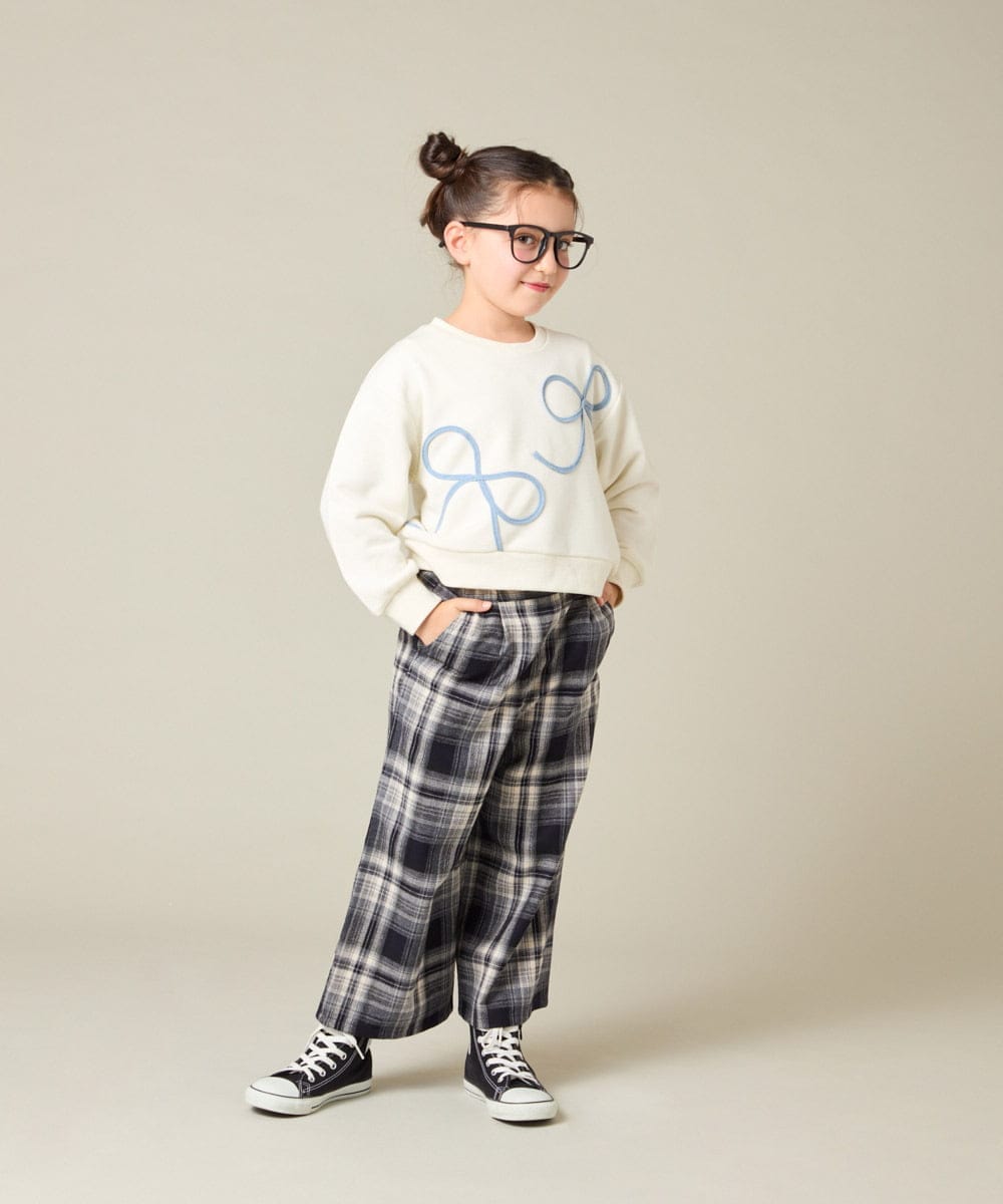 KJLAD41039 a.v.v KIDS(アー・ヴェ・ヴェ) [100-160]サス付きチェックワイドパンツ ネイビー