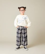 KJLAD41039 a.v.v KIDS(アー・ヴェ・ヴェ) [100-160]サス付きチェックワイドパンツ ネイビー