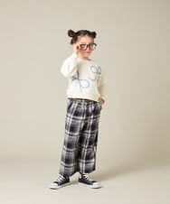 KJLAD41039 a.v.v KIDS(アー・ヴェ・ヴェ) [100-160]サス付きチェックワイドパンツ ネイビー