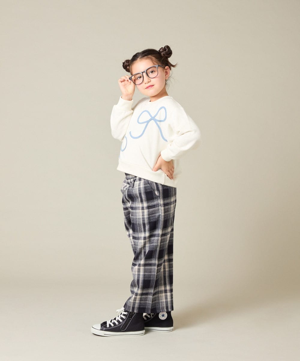 KJLAD41039 a.v.v KIDS(アー・ヴェ・ヴェ) [100-160]サス付きチェックワイドパンツ ネイビー