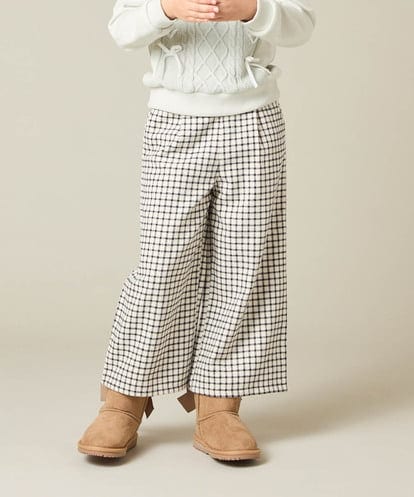 KJLAD41039 a.v.v KIDS [100-160]サス付きチェックワイドパンツ