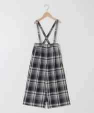 KJLAD41039 a.v.v KIDS(アー・ヴェ・ヴェ) [120-160]【定番人気！/取り外し可能サスペンダー/後ろゴムで楽ちん】サス付きチェックワイドパンツ ネイビー