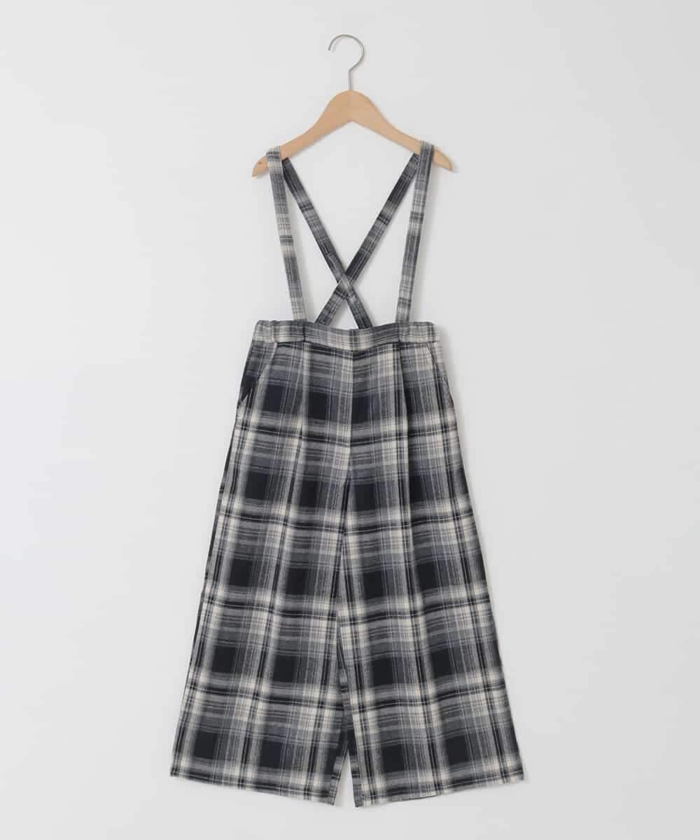 KJLAD41039 a.v.v KIDS(アー・ヴェ・ヴェ) [120-160]【定番人気！/取り外し可能サスペンダー/後ろゴムで楽ちん】サス付きチェックワイドパンツ ネイビー