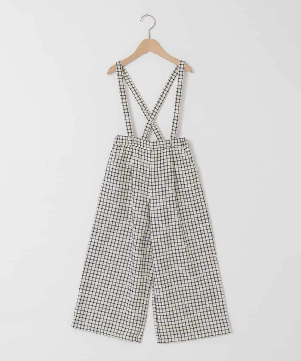 KJLAD41039 a.v.v KIDS(アー・ヴェ・ヴェ) [120-160]【定番人気！/取り外し可能サスペンダー/後ろゴムで楽ちん】サス付きチェックワイドパンツ アイボリー