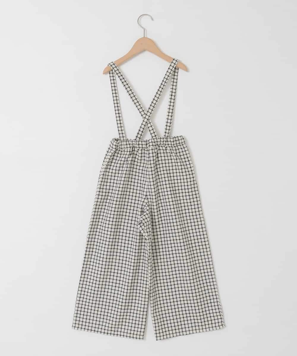 KJLAD41039 a.v.v KIDS(アー・ヴェ・ヴェ) [120-160]【定番人気！/取り外し可能サスペンダー/後ろゴムで楽ちん】サス付きチェックワイドパンツ アイボリー