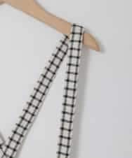 KJLAD41039 a.v.v KIDS(アー・ヴェ・ヴェ) [120-160]【定番人気！/取り外し可能サスペンダー/後ろゴムで楽ちん】サス付きチェックワイドパンツ アイボリー