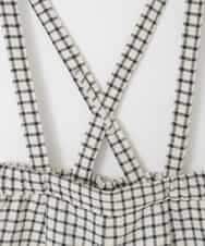 KJLAD41039 a.v.v KIDS(アー・ヴェ・ヴェ) [120-160]【定番人気！/取り外し可能サスペンダー/後ろゴムで楽ちん】サス付きチェックワイドパンツ アイボリー