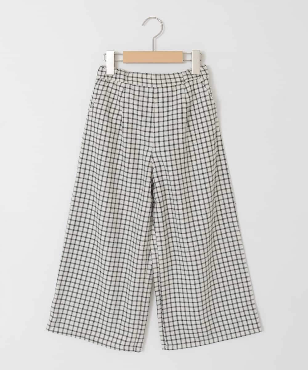 KJLAD41039 a.v.v KIDS(アー・ヴェ・ヴェ) [120-160]【定番人気！/取り外し可能サスペンダー/後ろゴムで楽ちん】サス付きチェックワイドパンツ アイボリー