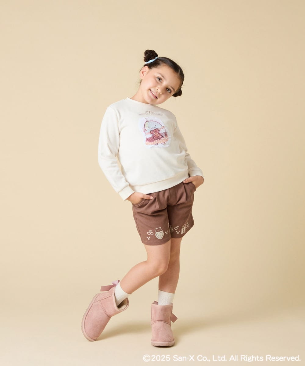 KJLAD80039 a.v.v KIDS(アー・ヴェ・ヴェ) [100-140]すみっコぐらし刺繍キュロット オレンジ