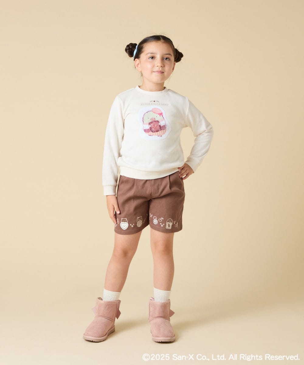 KJLAD80039 a.v.v KIDS(アー・ヴェ・ヴェ) [100-140]すみっコぐらし刺繍キュロット オレンジ