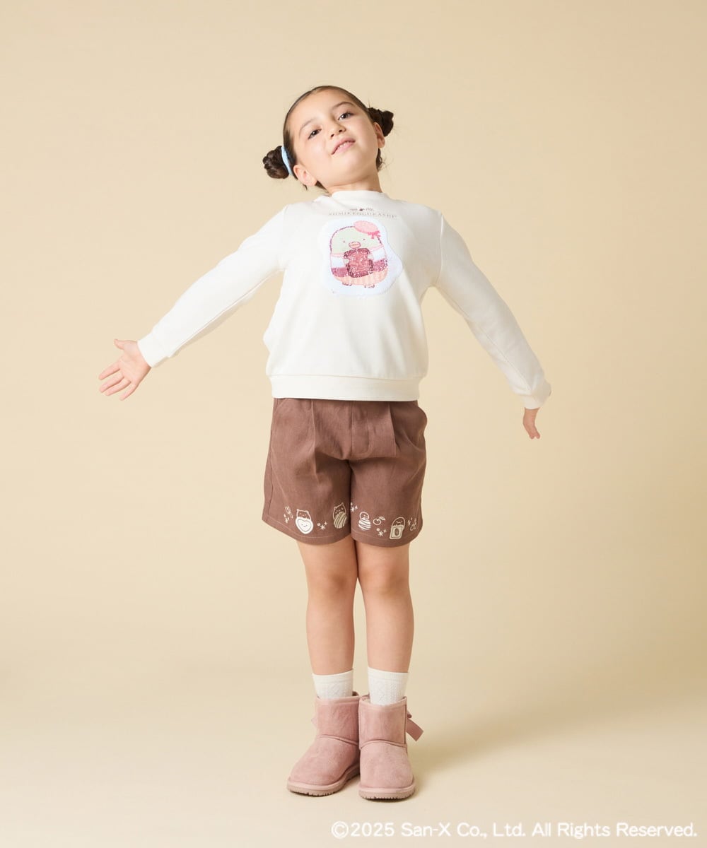 KJLAD80039 a.v.v KIDS(アー・ヴェ・ヴェ) [100-140]すみっコぐらし刺繍キュロット オレンジ