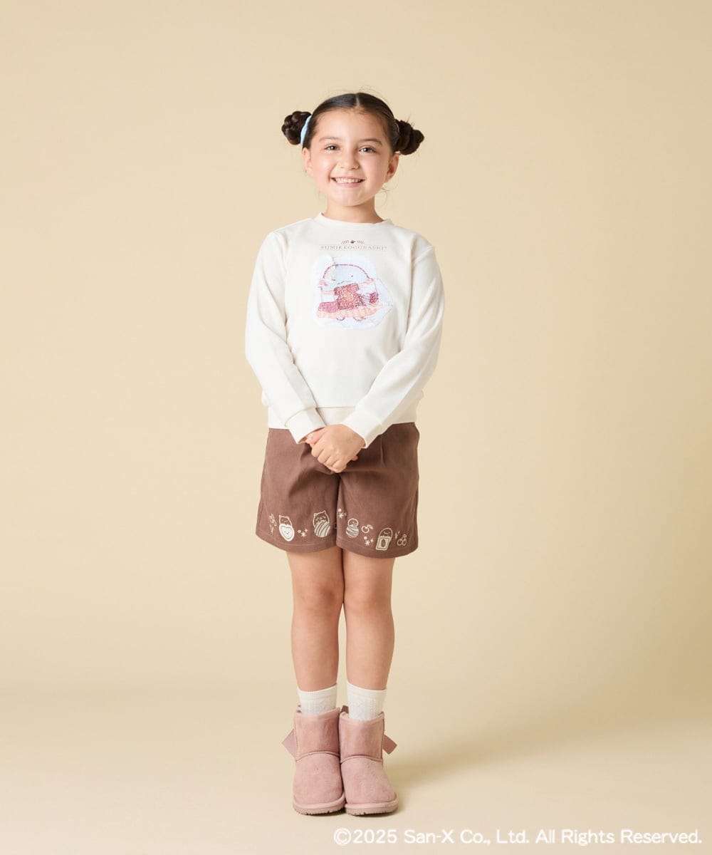 KJLAD80039 a.v.v KIDS(アー・ヴェ・ヴェ) [100-140]すみっコぐらし刺繍キュロット オレンジ