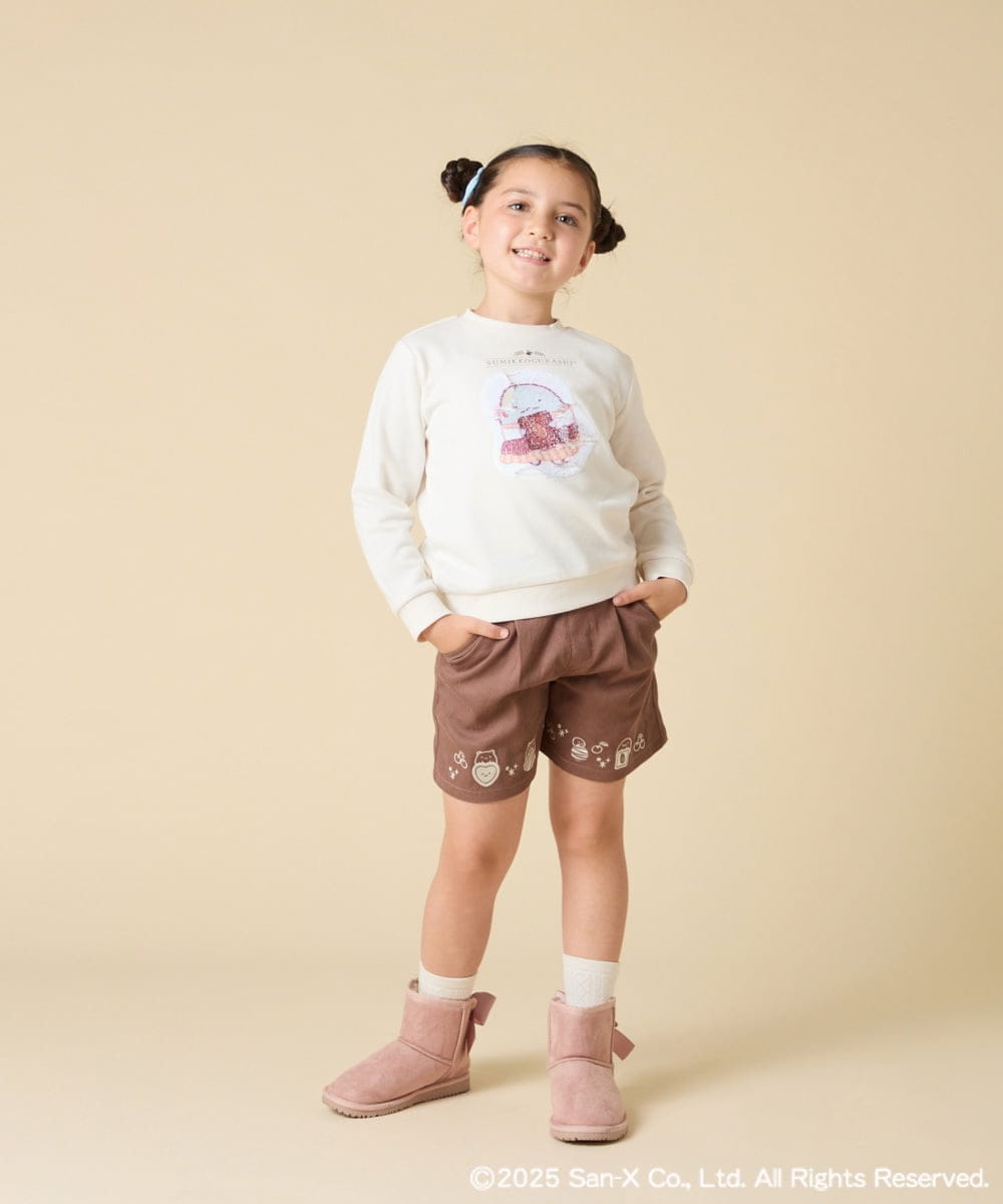 KJLAD80039 a.v.v KIDS(アー・ヴェ・ヴェ) [100-140]すみっコぐらし刺繍キュロット オレンジ