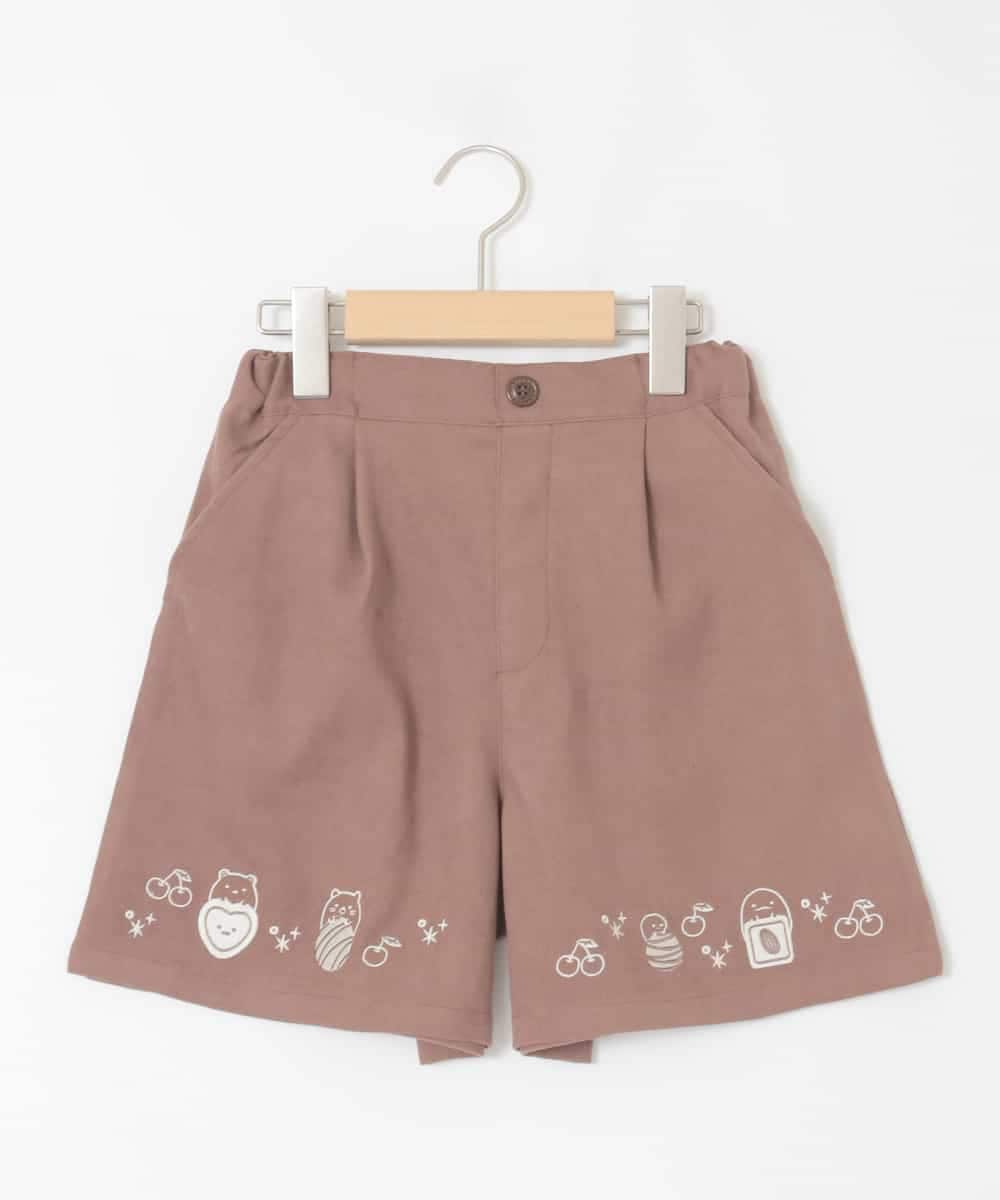 KJLAD80039 a.v.v KIDS(アー・ヴェ・ヴェ) [100-140]【a.v.v限定デザイン/刺繍のアート/後ろゴムで楽ちん】すみっコぐらし刺繍キュロット オレンジ