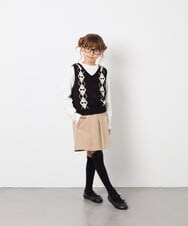 KJLAG03039 a.v.v KIDS(アー・ヴェ・ヴェ) [130-160]【洗える】アシメプリーツスカパン ベージュ