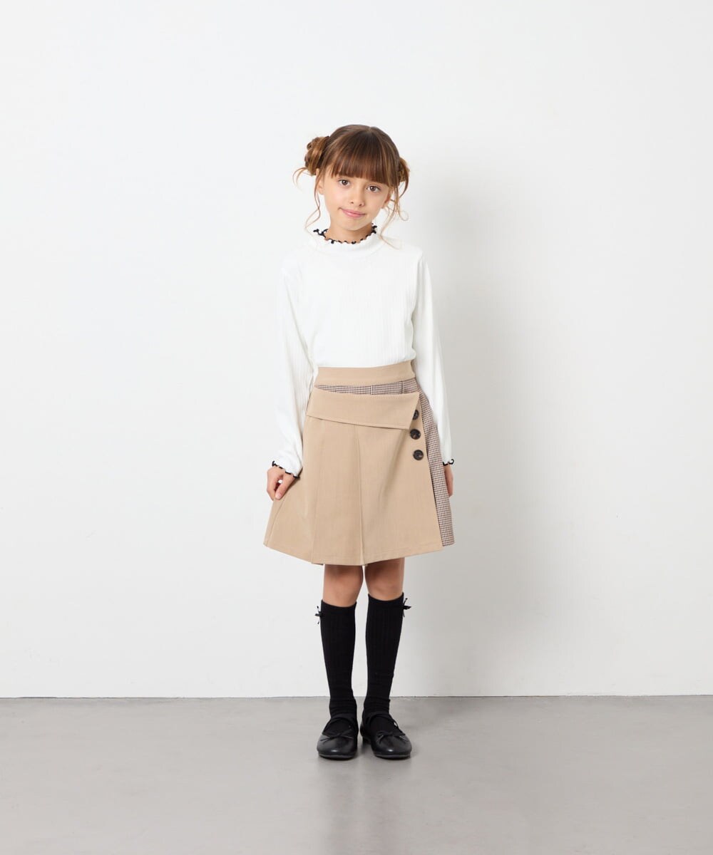 KJLAG03039 a.v.v KIDS(アー・ヴェ・ヴェ) [130-160]【洗える】アシメプリーツスカパン ベージュ