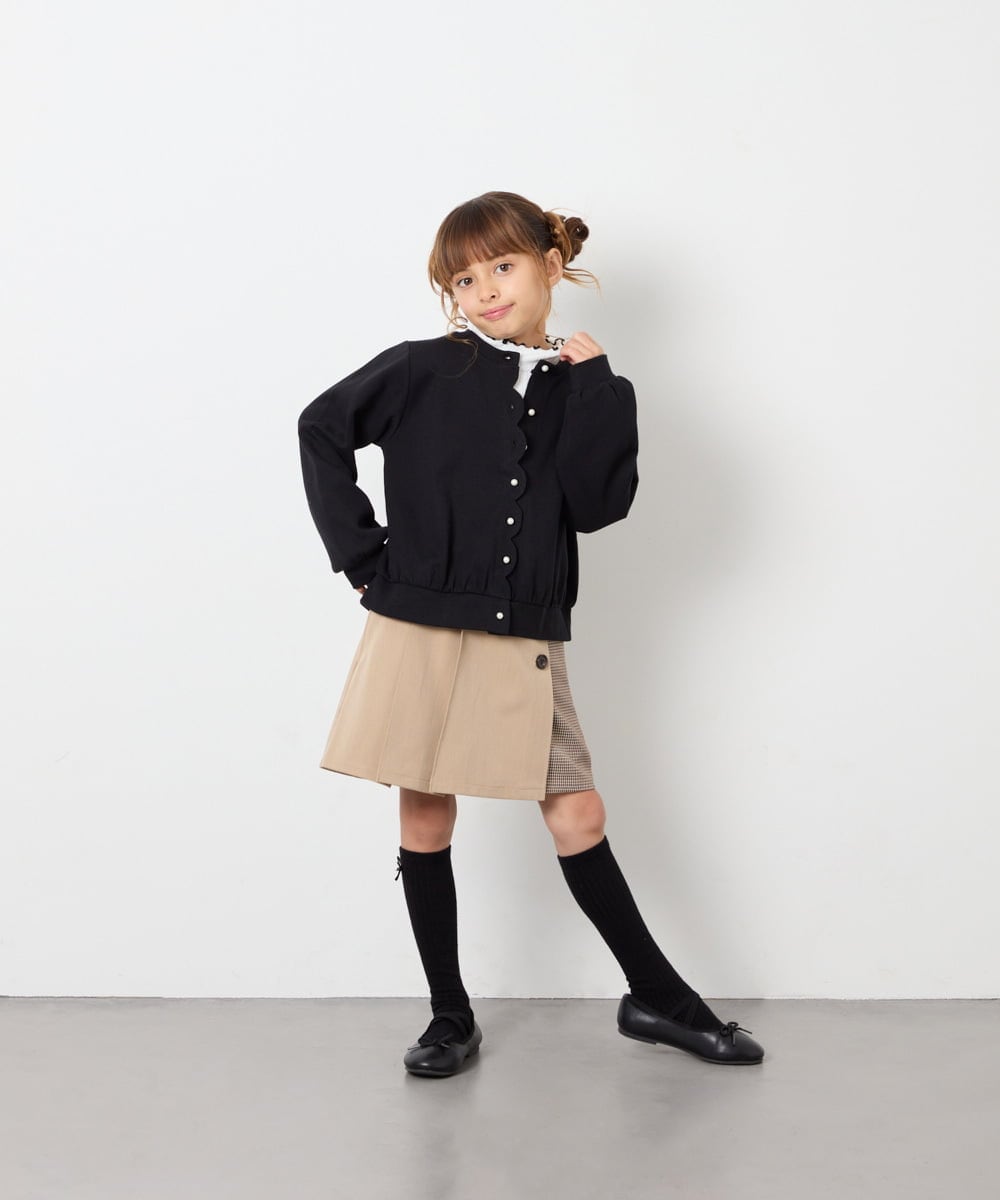 KJLAG03039 a.v.v KIDS(アー・ヴェ・ヴェ) [130-160]【洗える】アシメプリーツスカパン ベージュ