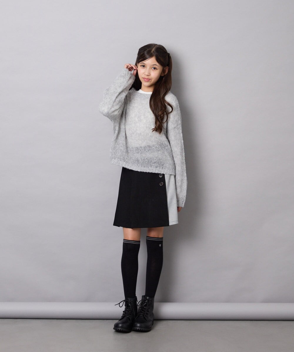 KJLAG03039 a.v.v KIDS(アー・ヴェ・ヴェ) [130-160]【洗える】アシメプリーツスカパン ブラック