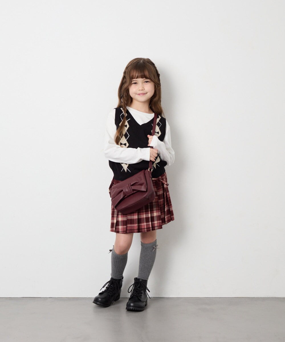 KJLAG05039 a.v.v KIDS(アー・ヴェ・ヴェ) [110-160]プリーツスカパン レッド（チェック柄）