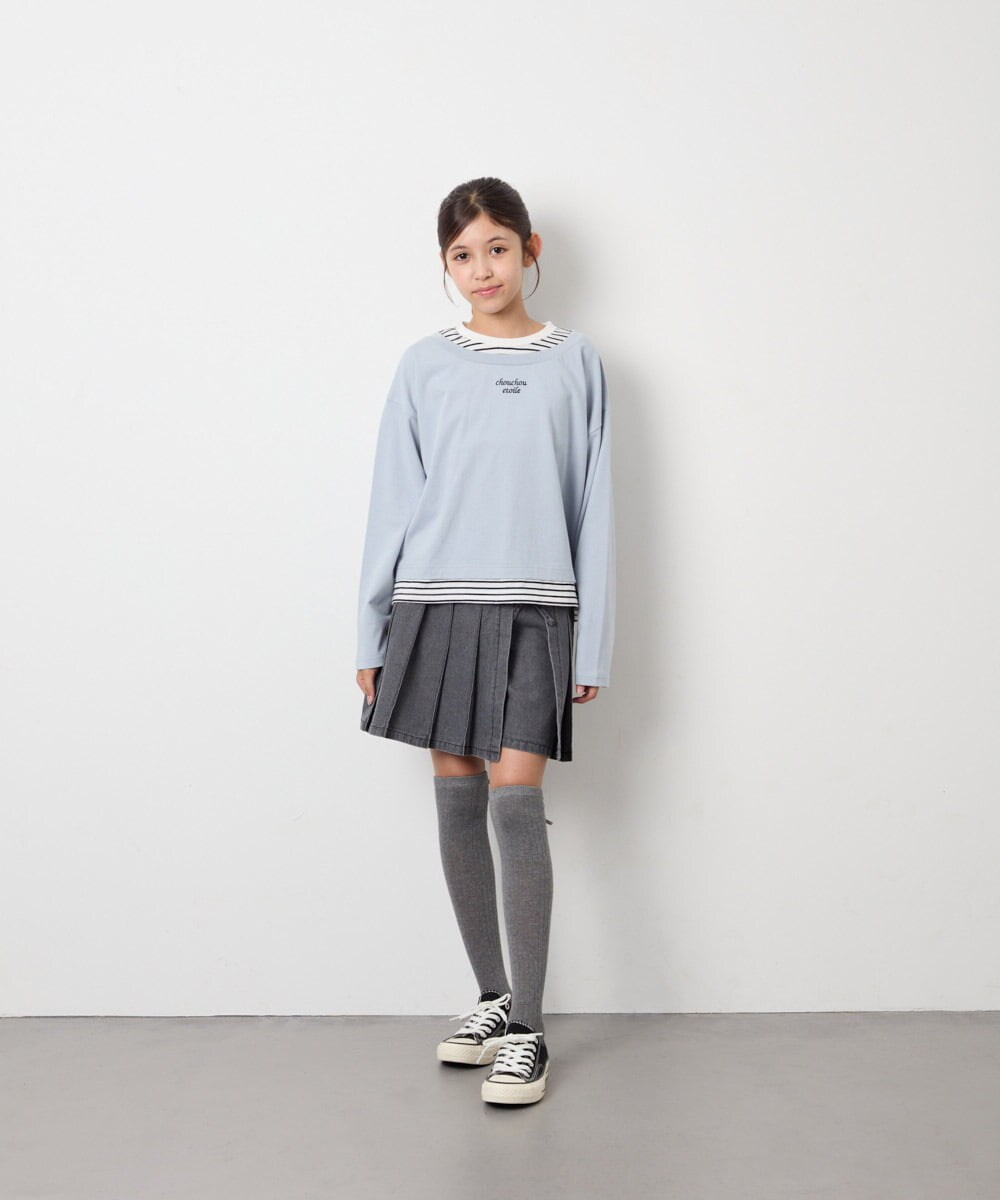 KJLAG05039 a.v.v KIDS(アー・ヴェ・ヴェ) [110-160]プリーツスカパン ダークグレー