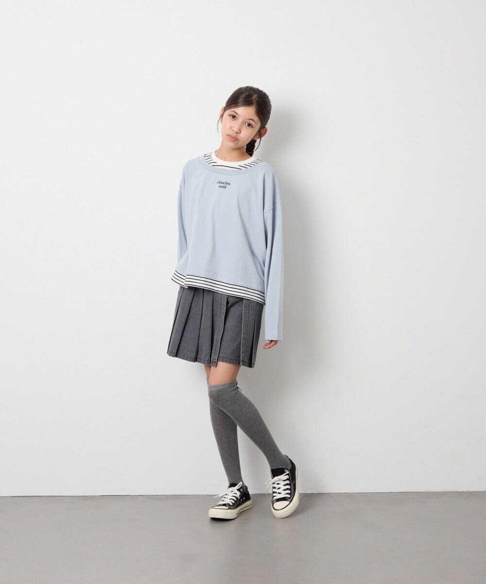 KJLAG05039 a.v.v KIDS(アー・ヴェ・ヴェ) [110-160]プリーツスカパン ダークグレー