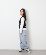 KJLAG06049 a.v.v KIDS(アー・ヴェ・ヴェ) [130-160]リボンポケットパラシュートパンツ ライトブルー