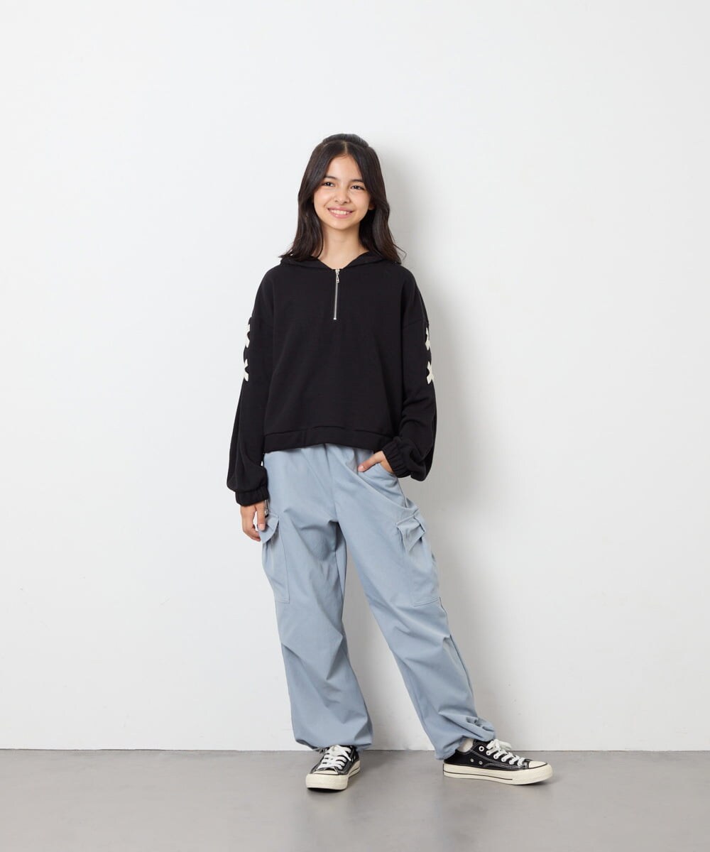 KJLAG06049 a.v.v KIDS(アー・ヴェ・ヴェ) [130-160]リボンポケットパラシュートパンツ ライトブルー