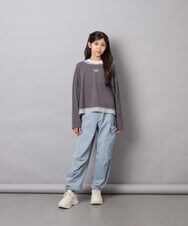 KJLAG06049 a.v.v KIDS(アー・ヴェ・ヴェ) [130-160]リボンポケットパラシュートパンツ ライトブルー
