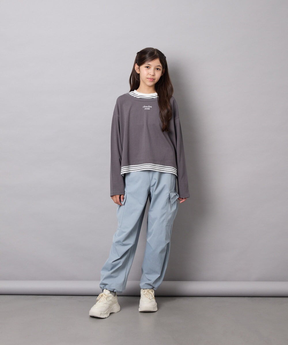 KJLAG06049 a.v.v KIDS(アー・ヴェ・ヴェ) [130-160]リボンポケットパラシュートパンツ ライトブルー