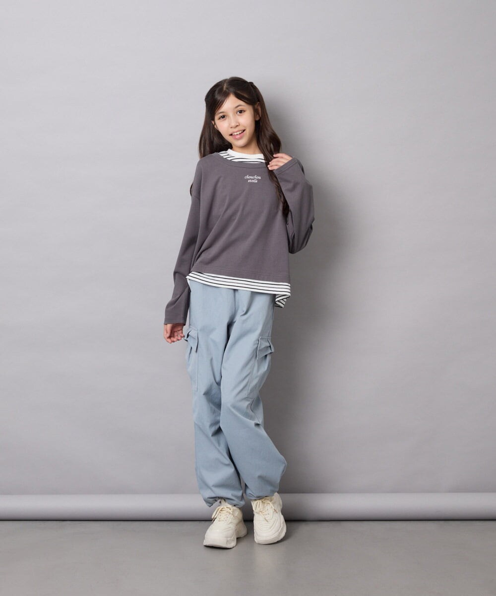 KJLAG06049 a.v.v KIDS(アー・ヴェ・ヴェ) [130-160]リボンポケットパラシュートパンツ ライトブルー