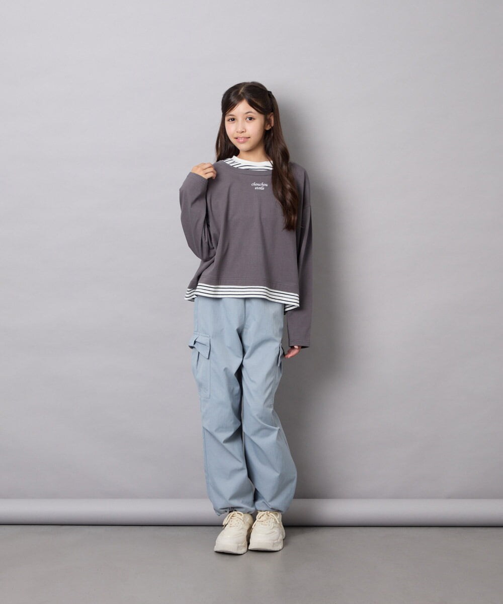 KJLAG06049 a.v.v KIDS(アー・ヴェ・ヴェ) [130-160]リボンポケットパラシュートパンツ ライトブルー