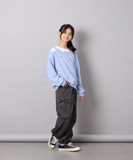 KJLAG06049 a.v.v KIDS(アー・ヴェ・ヴェ) [130-160]リボンポケットパラシュートパンツ ダークグレー