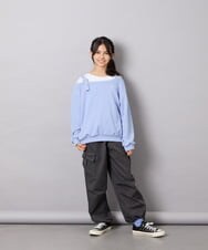 KJLAG06049 a.v.v KIDS(アー・ヴェ・ヴェ) [130-160]リボンポケットパラシュートパンツ ダークグレー