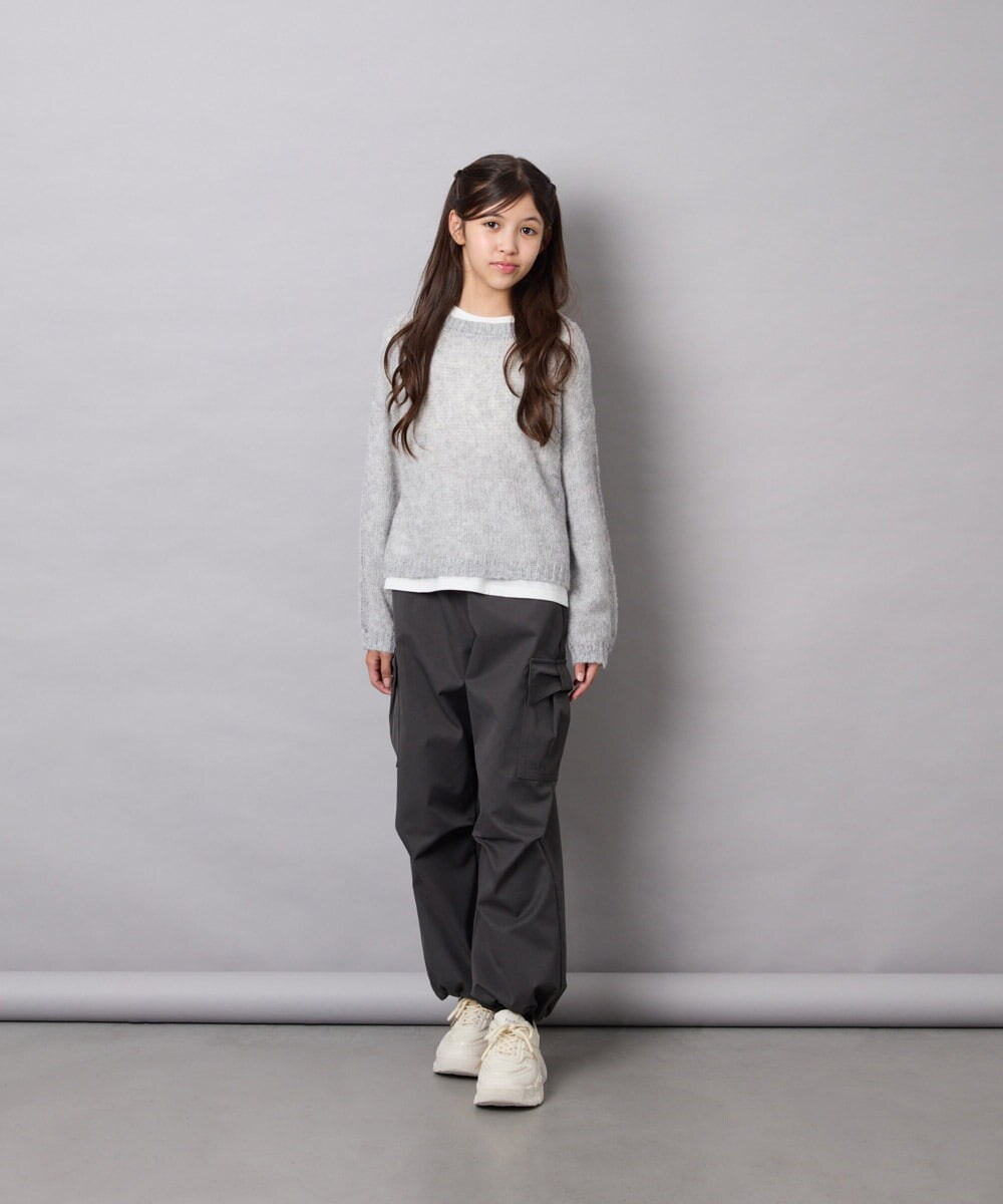 KJLAG06049 a.v.v KIDS(アー・ヴェ・ヴェ) [130-160]リボンポケットパラシュートパンツ ダークグレー