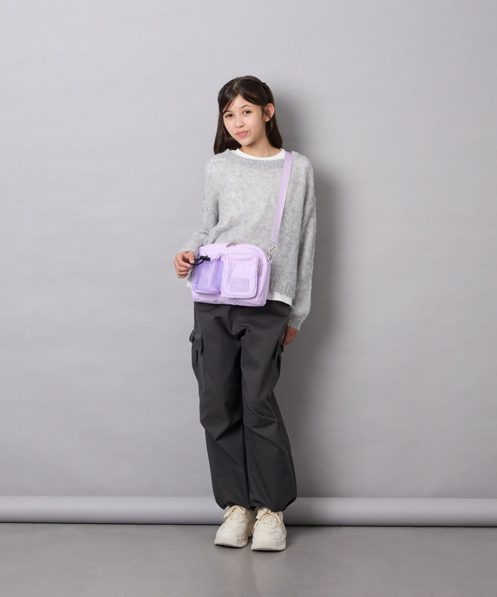 KJLAG06049 a.v.v KIDS(アー・ヴェ・ヴェ) [130-160]リボンポケットパラシュートパンツ ダークグレー