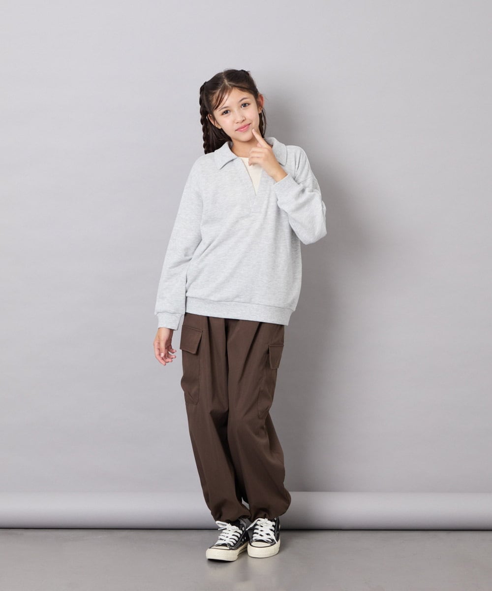 KJLAG13049 a.v.v KIDS(アー・ヴェ・ヴェ) [140-150]【男女兼用】フロントタックカーゴパンツ オレンジ
