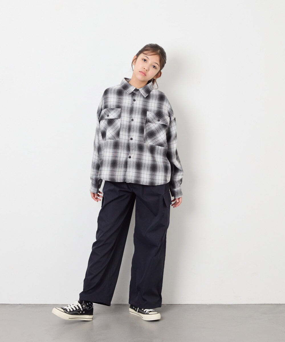 KJLAG13049 a.v.v KIDS(アー・ヴェ・ヴェ) [140-150]【男女兼用】フロントタックカーゴパンツ ネイビー