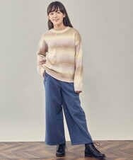 KJLAT02039 a.v.v KIDS(アー・ヴェ・ヴェ) [140-150]ウールライクエステルワイドパンツ ネイビー