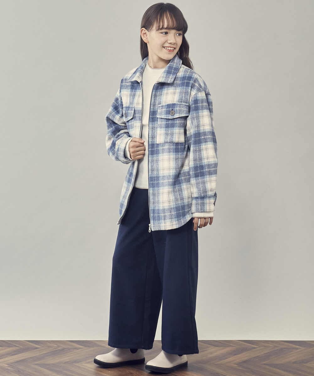 KJLAT02039 a.v.v KIDS(アー・ヴェ・ヴェ) [140-150]ウールライクエステルワイドパンツ ネイビー