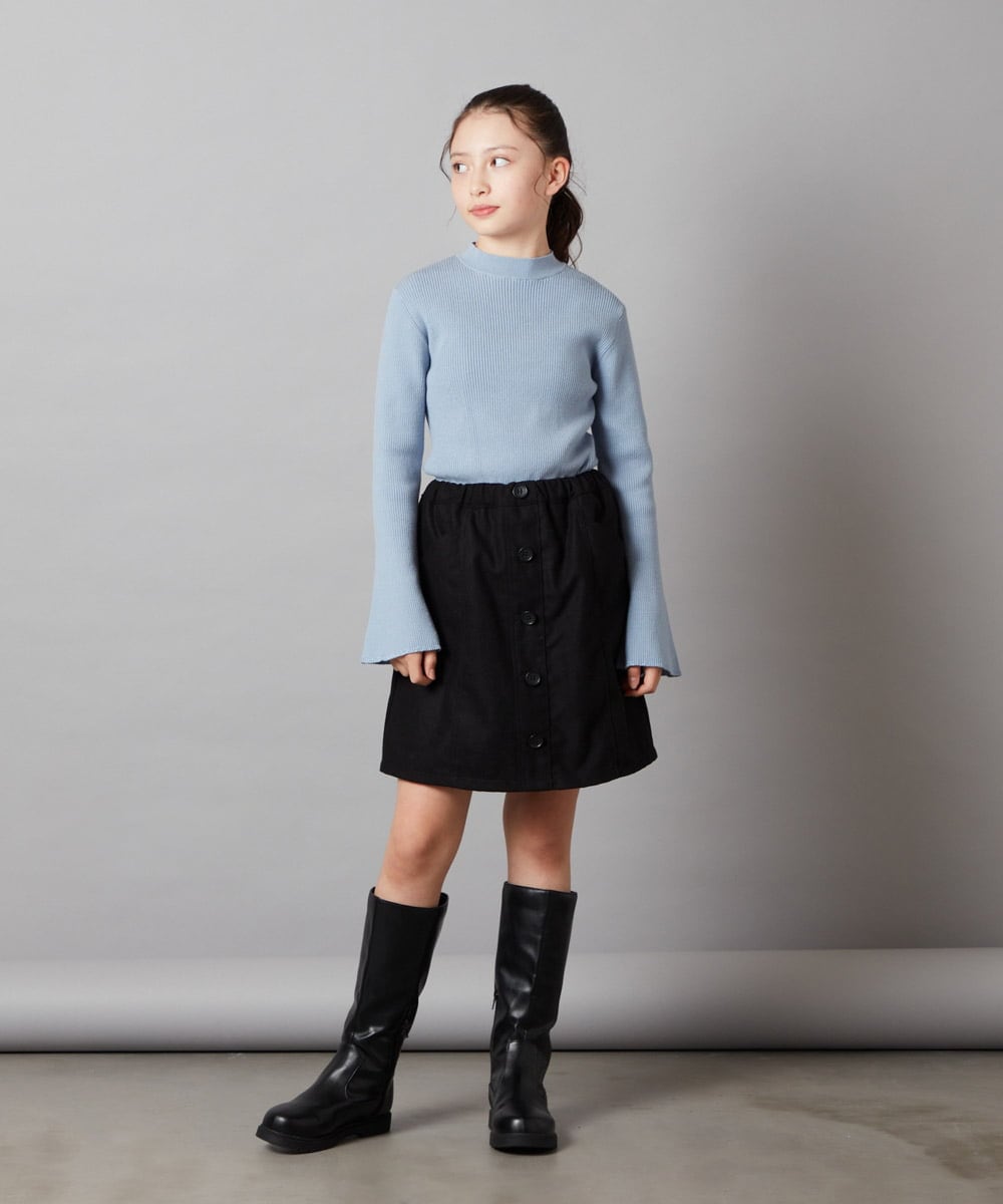 KJLAW71034 a.v.v KIDS(アー・ヴェ・ヴェ) [140-150]フロントボタンスカパン ブラック