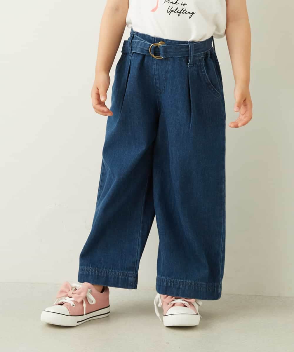 KJLDE05039 a.v.v KIDS(アー・ヴェ・ヴェ) [140-150]ベルト付ワイドパンツ ネイビー