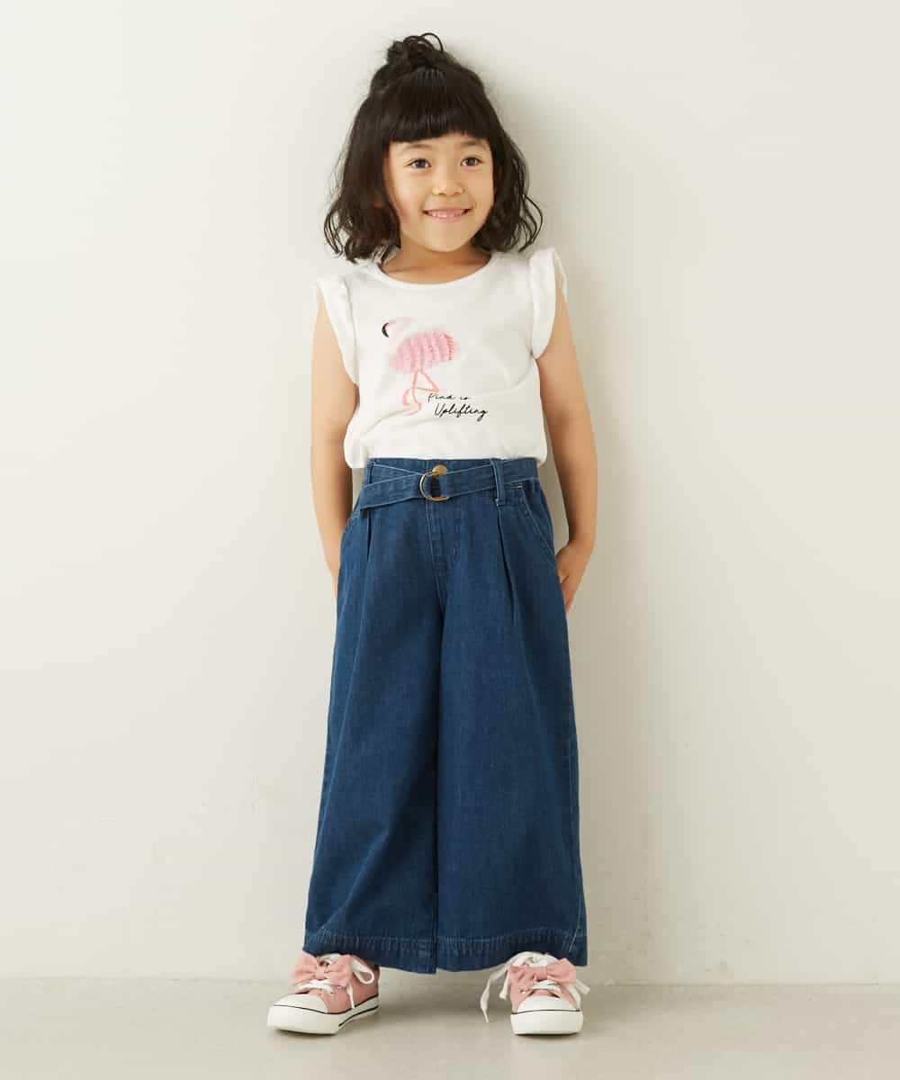KJLDE05039 a.v.v KIDS(アー・ヴェ・ヴェ) [140-150]ベルト付ワイドパンツ ネイビー