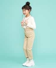 KJLDJ01029 a.v.v KIDS(アー・ヴェ・ヴェ) [100-130]【洗える】サスペンダーツキワイドテーパードパンツ[WEB限定サイズ] ベージュ