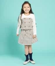 KJLEJ03029 a.v.v KIDS(アー・ヴェ・ヴェ) [100-130]【洗える】フロントボタンチェックラップパンツ[WEB限定サイズ] ベージュ