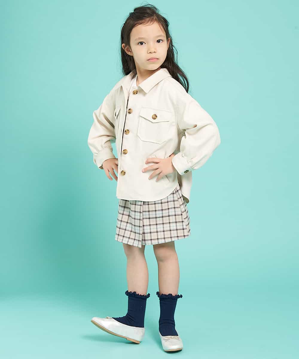 KJLEJ03029 a.v.v KIDS(アー・ヴェ・ヴェ) [100-130]【洗える】フロントボタンチェックラップパンツ[WEB限定サイズ] ベージュ