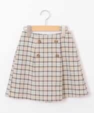 KJLEJ03029 a.v.v KIDS(アー・ヴェ・ヴェ) [100-130]【洗える】フロントボタンチェックラップパンツ[WEB限定サイズ] ベージュ